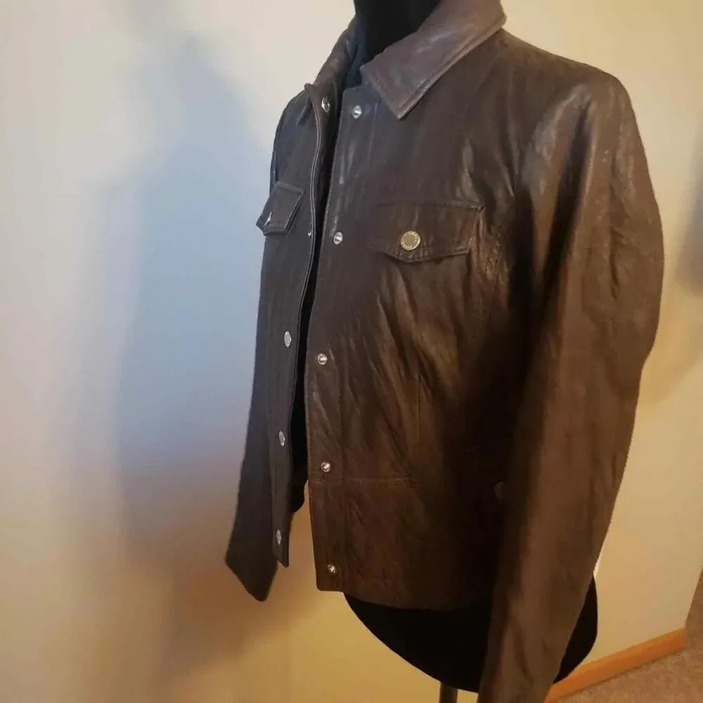 LKNW Michael Kors Brown soft leather jacket coat S